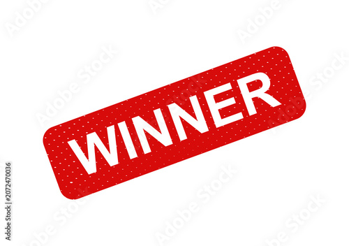 Red winner stamp or badge with text isolated on transparent background