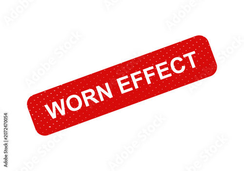 Red worn effect stamp with distressed texture isolated on transparent background