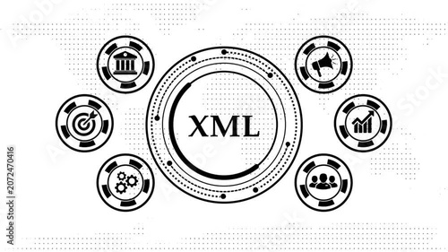 Data management xml system concept motion graphic for business tech.