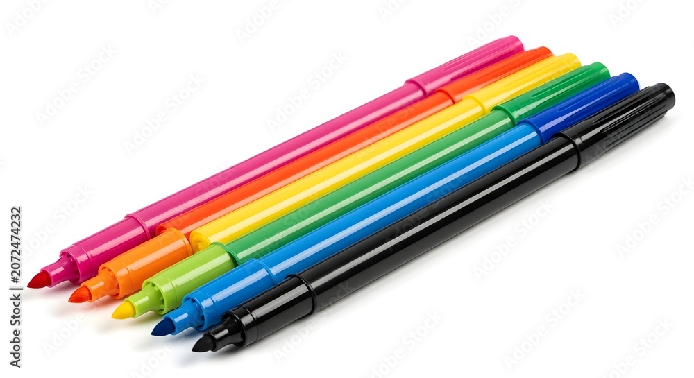 Fototapeta premium Colorful felttip pens isolated on white background