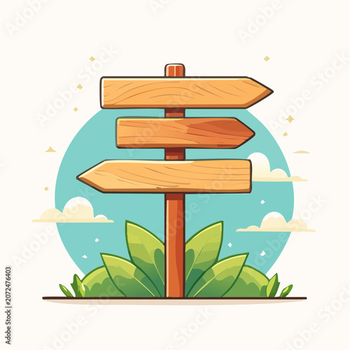 Wooden Signpost with Multiple Arrows and Nature Background