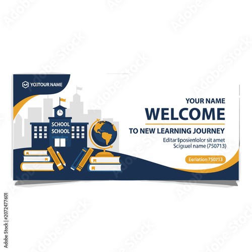 School Education Welcome Banner Template for New Learning Journey Vector