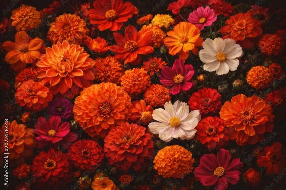 Fototapeta premium Vibrant autumn floral arrangement