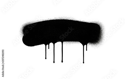 Abstract shape with dripping effect, resembling spray paint or blobs