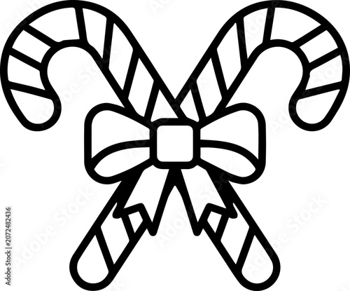 Candy canes crossed with bow holiday decoration