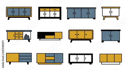 Cuadro en lienzo Modern TV stands and low sideboard furniture for living rooms.