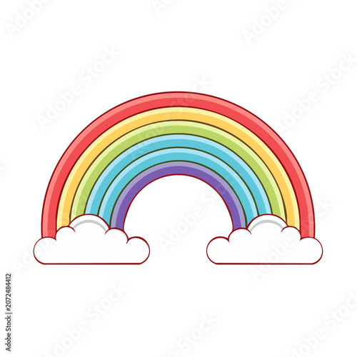 Rainbow with cloud vector illustration