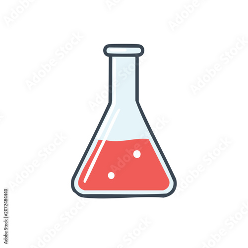 Red liquid in Erlenmeyer flask vector icon