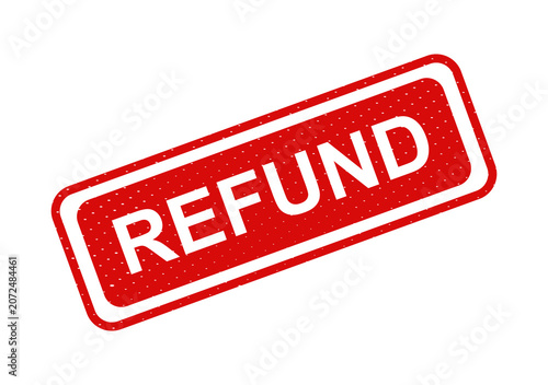 Принти на полотні Red refund stamp or badge with bold text isolated on transparent background