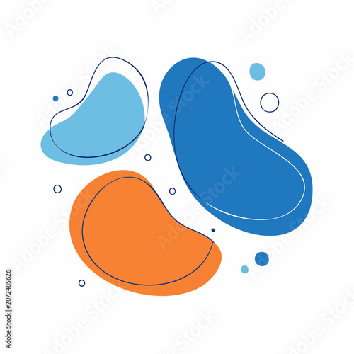 Abstract Organic Shapes with Blue and Orange Colors