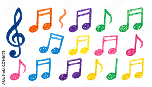Playful collection of colorful musical notes for design