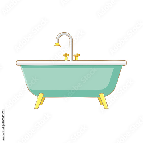 Teal bucket with yellow rope handle illustration