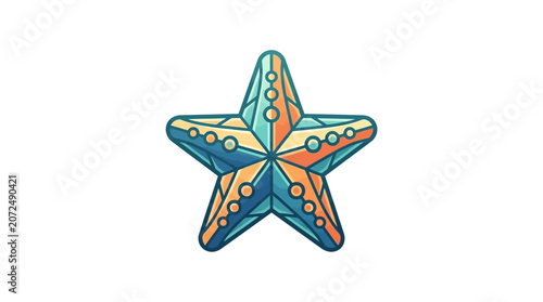 Stylized Starfish Illustration in Blue and Orange