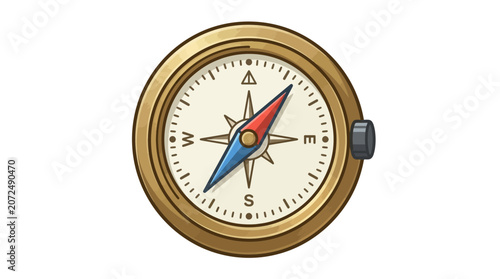 Vintage Brass Compass Illustration for Navigation and Travel Design