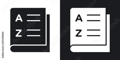 Bild auf Leinwand Glossary icons vectors in solid black and white style