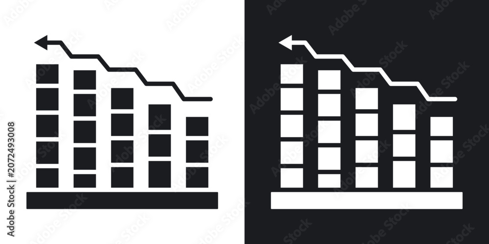Obraz premium Increasing stocks icons vectors in solid black and white style