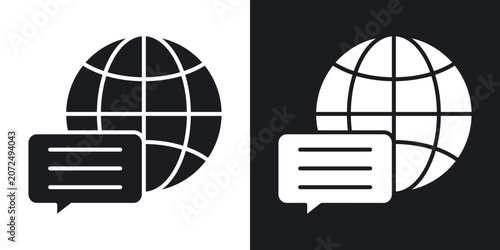 Canvastavla Language icons vectors in solid black and white style