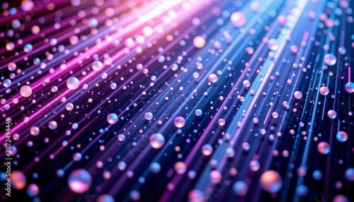 Futuristic Digital Art Scene with Glowing Particles and Light Beams
