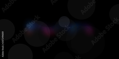 Cuadro en lienzo Dark abstract background with soft circular bokeh lights glowing in subtle blue and purple tones over black textured surface layer