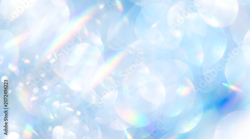 Bokeh Abstract Blue Light Background with Prismatic Flares, light, background, blue, abstract, flare