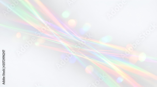 Abstract light streaks on white background, spectrum, rainbow, bokeh, glow, ethereal