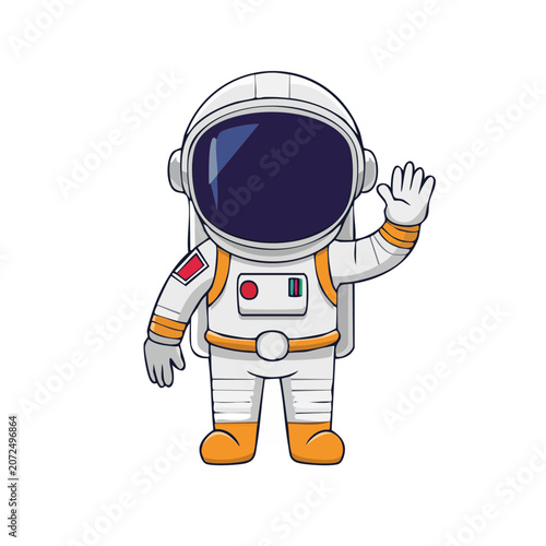 Friendly blue and orange robot vector illustration