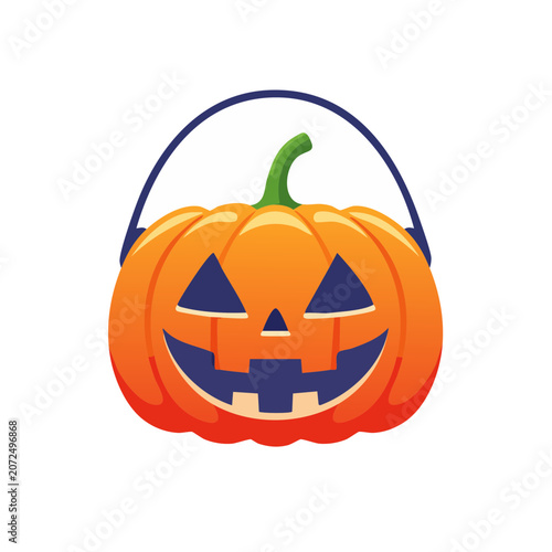 Flat vector illustration of pumpkin with leaf and stem