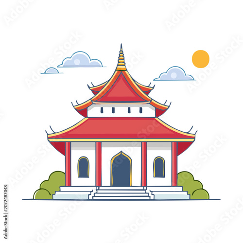 Traditional building flat vector illustration