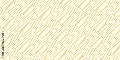Yellow instant noodle, pasta and spaghetti texture with geometric wavy lines. Ramen, pasta vector pattern. Background abstract food illustration
