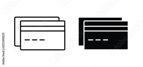 Photography Credit card icons pack vectors in black flat and strokes