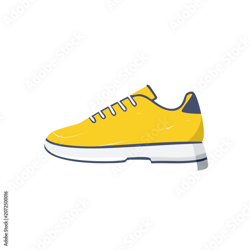 Yellow and blue sneaker flat vector illustration