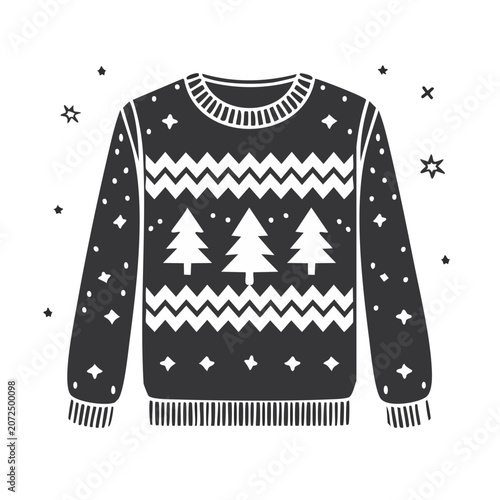 Black and white Christmas sweater vector illustration