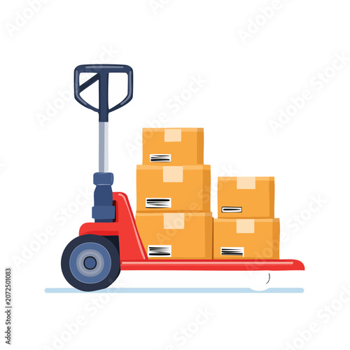Flat vector illustration of shopping cart with packages