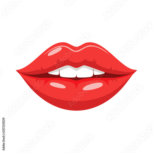 Red lips with white teeth vector illustration