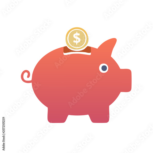 Red flat vector piggy bank illustration