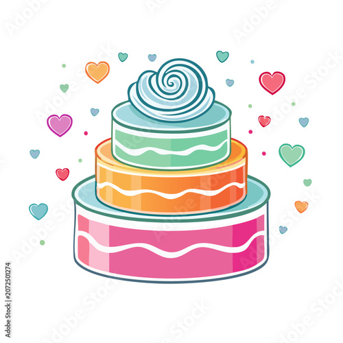 Stacked vase with swirl pattern and hearts