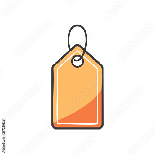 Orange price tag with hole and string