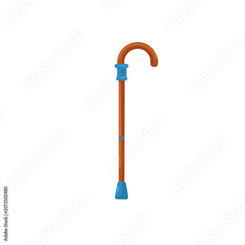 Wooden cane with blue accents vector illustration