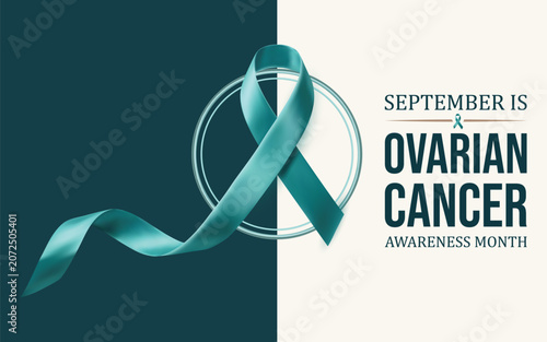 Teal Ribbon for Ovarian Cancer Awareness Month September Background