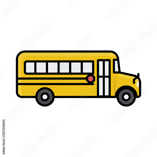 Yellow school bus flat vector illustration