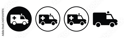 Bilde på lerret Ambulance icon vector featuring emergency medical truck, ambulance car sign and