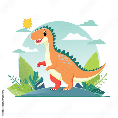 Flat vector illustration of a rooster in nature