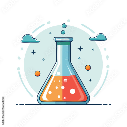 Laboratory Flask with Chemical Reaction Illustration