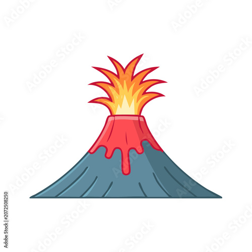 Volcano eruption flat vector illustration