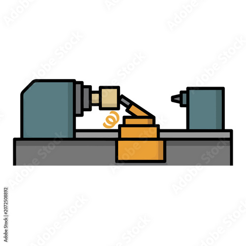Flat illustration of a CNC lathe machine