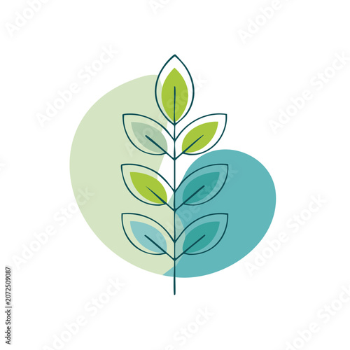 Minimalist Green Leaf Branch Vector Illustration