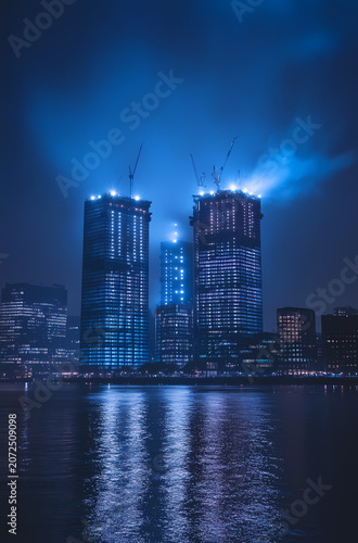 Night Metropolis Construction Skyline