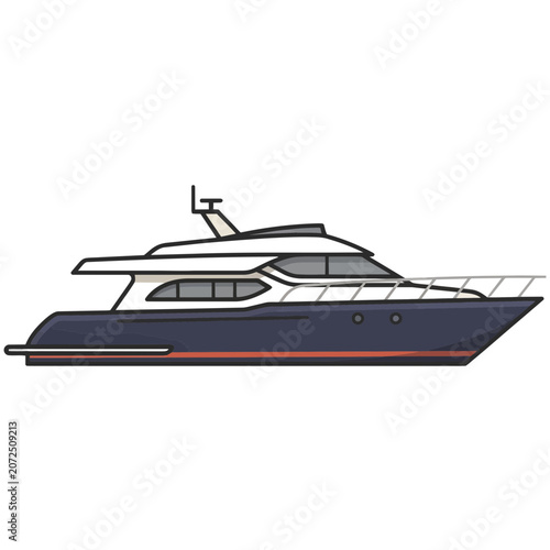 Side view of a luxury motor yacht vector illustration