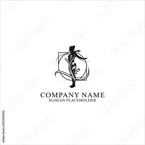 Elegant Woman Dancing Silhouette Logo Design