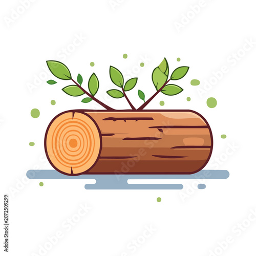 Tree stump with green leaves growing from it vector illustration